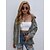 cheap Coats &amp; Trench Coats-Women&#039;s Jacket Fall Winter Daily Work Regular Coat Turndown Single Breasted Warm Slim Sporty Casual Jacket Long Sleeve Patchwork Solid Color Dark Grey