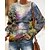 billige Hoodies &amp; Sweatshirts-Dame Sweatshirt bluse Trykt mønster Aktiv Gade Grå Grafiske tryk Sport Langærmet Rund hals