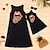 cheap New Arrivals-Mommy and Me Cotton Dresses Daily Cartoon Leopard Print Black Knee-length Sleeveless Tank Dress Cute Matching Outfits / Summer / Long