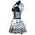 cheap Cosplay &amp; Costumes-Burlesque Clown Pennywise Costume Women&#039;s Teen Adults&#039; Lolita Sweet Halloween Festival / Holiday Polyester Sky Blue Women&#039;s Easy Carnival Costumes / Cravat / Dress / Gloves / Headwear / Cravat