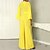 cheap Women&#039;s Jumpsuits-Women&#039;s Jumpsuit Solid Colored Ordinary V Neck Wide Leg Daily Wear Work Long Sleeve Regular Fit Yellow S M L Fall