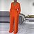 cheap Women&#039;s Jumpsuits-Women&#039;s Casual Streetwear V Neck Street Daily Wear Wide Leg Orange Jumpsuit Solid Colored