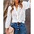 cheap Tops &amp; Blouses-Women&#039;s Holiday Blouse Shirt Floral Theme Long Sleeve Floral Standing Collar See Through Lace Button Casual Streetwear Tops Regular Fit Lantern Sleeve Chiffon White