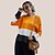 abordables Pulls-Femme Pullover Bloc de Couleur Manches Longues Pull Cardigans Automne Hiver Col Ras du Cou Jaune