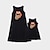 cheap New Arrivals-Mommy and Me Cotton Dresses Daily Cartoon Leopard Print Black Knee-length Sleeveless Tank Dress Cute Matching Outfits / Summer / Long
