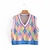 cheap Sweaters-Women&#039;s Vest Rainbow Plaid Argyle Embroidery Knitted Stylish Basic Casual Sleeveless Regular Fit Sweater Cardigans Fall Spring V Neck Rainbow / Holiday / Going out