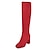 preiswerte Boots-Damen Stiefel Geschenke zum Valentinstag Reitstiefel Party Täglich Kniehohe Stiefel Blockabsatz Runde Zehe Vintage Brautkleider schlicht PU Reißverschluss Schwarz Rot Dunkelblau