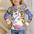 cheap Girls&#039; 3D T-shirts-Girls&#039; 3D Cat Print Long Sleeved Polyester T shirt