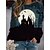 abordables Sweats à capuche et sweat-shirts-Sweat-shirt Sweat Femme Imprimer Vêtement de rue Halloween Noir Bleu Jaune Potiron 3D Imprimés Photos Casual Manches Longues Col Rond S M L XL XXL / 3D effet