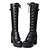 cheap Boots-Women&#039;s Boots Lolita Goth Boots Lace Up Boots Solid Colored Knee High Boots Winter Lace-up Platform Block Heel Chunky Heel Round Toe Gothic Faux Leather Zipper Black White