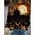 billige Hættetrøjer &amp; sweatshirts-Dame Sweatshirt bluse Trykt mønster Gade Halloween Sort Blå Gul Græskar 3D Grafiske tryk Afslappet Langærmet Rund hals S M L XL XXL / 3D-udskrivning
