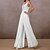 cheap Women&#039;s Jumpsuits-Women&#039;s Jumpsuit Lace Trims Solid Colored V Neck Streetwear Wedding Street Wide Leg Regular Fit Sleeveless White S M L Summer