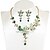 cheap Jewelry Sets-Women&#039;s Cubic Zirconia Drop Earrings Pendant Necklace Stylish Cuban Link Leaf Flower Ladies Stylish Dangling Elegant Earrings Jewelry Blue / Green / White For Party Date