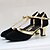 cheap Sandals-Women&#039;s Ballroom Dance Shoes Modern Dance Shoes Line Dance Outdoor Suede Shoes Heel Splicing Cuban Heel Buckle T-Strap Black and Gold Brown Royal Blue