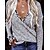 cheap Sweaters-Women&#039;s Pullover Sweater Solid Color Leopard Criss Cross Knitted Stylish Casual Long Sleeve Sweater Cardigans Fall Winter V Neck Gray Light gray / Holiday / Regular Fit