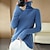 baratos Camisolas-Mulheres Pulôver Suéter Saltador Côr Sólida Tricotado à moda Básico Casual Manga Longa Casacos de malha Outono Inverno Gola Alta Azul Rosa Camelo