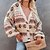 cheap Sweaters &amp; Cardigans-Women&#039;s Sweater Cardigan Geometric Knitted Button Stylish Casual Soft Long Sleeve Regular Fit Sweater Cardigans Fall Winter V Neck Blue Pink Beige
