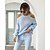 cheap Sweaters-Women&#039;s Pullover Sweater Solid Color Knitted Casual Sexy Long Sleeve Sweater Cardigans Fall Winter Halter Neck Blue Gray / Regular Fit