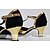 cheap Sandals-Women&#039;s Ballroom Dance Shoes Modern Dance Shoes Line Dance Outdoor Suede Shoes Heel Splicing Cuban Heel Buckle T-Strap Black and Gold Brown Royal Blue