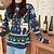 abordables Sweaters &amp; Cardigans-Chandail Pull laid Pullover Femme Animal Tricoté Coton à la mode Décontractée Flexible Standard Pull Cardigans L&#039;autume L&#039;hiver Col Ras du Cou Bleu Vert Rouge / Manches Longues