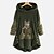 cheap Coats &amp; Trench Coats-Women&#039;s Plus Size Animal Cat Home Daily Pink Green Dark Gray Teddy Casual Hooded Long Sleeve Micro-elastic Spring Fall Winter