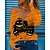 economico Tops &amp; Blouses-Per donna Halloween Fine settimana maglietta Astratto Pittura Manica lunga Testo Zucca A V Stampa Essenziale Halloween Top Nero Blu Viola S / Stampa 3D