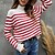 cheap Sweaters-Women&#039;s Sweater Pullover Jumper Jumper Knit Button Knitted Striped Stand Collar Stylish Casual Daily Weekend Fall Winter Black Red S M L