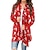 cheap Cardigans-Women&#039;s Ugly Christmas Sweater Cardigan Pullover Sweater Jumper Open Front Knit Polyester Print Fall Winter Christmas Daily Holiday Xmas Stylish Basic Casual Long Sleeve Animal Geometric Snowman Red