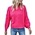 cheap Sweaters &amp; Cardigans-Women&#039;s Sweater Pullover Jumper Solid Color Knitted Stylish Basic Casual Long Sleeve Sweater Cardigans Fall Winter Crew Neck Pink Fuchsia Brown