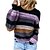 abordables Sweaters &amp; Cardigans-Chandail Pullover Sauteur Femme Rayé Tricoté Acrylique à la mode Décontractée Flexible Standard Pull Cardigans L&#039;autume L&#039;hiver Col Ras du Cou Bleu Violet Gris