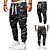 abordables Pants-Homme Joggings Pantalon Cargo Pantalon Camouflage Cordon Taille elastique Multi poche Sport &amp; Loisir du quotidien Actif Casual Noir