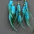 billige Vægkunst-drømmefanger håndlavet gave blå fjer hængende perler vægophæng dekorativ kunst boho stil 11*40cm
