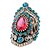 baratos Women&#039;s Accessories-anel de diamante azul banhado a ouro longrui an n retro com anel de anel de rubi de diamante rosa