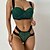 cheap Sleep &amp; Lounge-Women&#039;s Lace Bras Double Strap Adjustable V Neck 3/4 Cup Breathable Hook &amp; Eye Lace Pure Color Nylon Date Casual Daily 1 set Sexy Green / Bra &amp; Panty Set