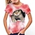 abordables t-shirts 3d fille-Fille 3D Chat T-shirt Manche Courte 3D effet Eté Actif Le style mignon Polyester Enfants 3-12 ans Extérieur du quotidien Standard