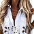 abordables Tops &amp; Blouses-Chemisier Chemise Tunique Femme Blanche Poche Graphic Floral Casual du quotidien Manches Longues Col de Chemise basique Rétro Vintage Elégant Fleur S