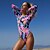 cheap One-Pieces-Women&#039;s UPF50+ Lightweight Quick Dry Rash guard Swimsuit Spandex Long Sleeve Back Zip Bodysuit Bathing Suit Floral Swimming Surfing Beach Water Sports Spring Summer Autumn