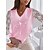 cheap Tops &amp; Blouses-Women&#039;s Shirt Blouse Animal Butterfly White Pink Dusty Rose Patchwork Print Long Sleeve Daily Weekend Streetwear Casual Shirt Collar Regular Fit Spring Fall