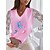 economico Tops &amp; Blouses-Per donna Camicia Blusa Animali Farfalla Bianco Rosa Rosa polverosa Collage Stampa Manica lunga Giornaliero Fine settimana Streetwear Informale Colletto Standard Primavera Autunno