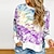 cheap Plus Size Tops-Women&#039;s Plus Size Tops Pullover Sweatshirt Tie Dye Asymmetric Print Crewneck Long Sleeve Fall Winter Streetwear Blue Purple Gray Big Size L XL XXL 3XL 4XL / Cotton / Cotton