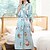 cheap Sleep &amp; Lounge-Women&#039;s 1 pc Pajamas Robes Gown Bathrobes Simple Comfort Kimono Robes Flower Silk Home Wedding Party Spa Gift Long Sleeve Print Fall Spring Belt Included White Blue / Satin