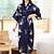 cheap Sleep &amp; Lounge-Women&#039;s 1 pc Pajamas Robes Gown Bathrobes Simple Comfort Kimono Robes Flower Silk Home Wedding Party Spa Gift Long Sleeve Print Fall Spring Belt Included White Blue / Satin