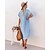 billige Uformelle kjoler-Dame Knelang kjole Denimkjoler Blå Kortermet Lapper Helfarge Skjortekrage Vår Sommer Elegant Fritid 2022 S M L XL 2XL