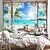 baratos Tapeçarias de parede-janela paisagem parede tapeçaria arte decoração cobertor cortina pendurada casa quarto sala de estar decoração coqueiro mar oceano praia