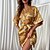 cheap Sleep &amp; Lounge-Women&#039;s 1 pc Pajamas Robes Gown Bathrobes Fashion Retro Comfort Flower Silk Home Wedding Party Spa V Wire Half Sleeve Lace up Print Spring Summer Yellow / Satin