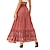 cheap Skirts-Women&#039;s Skirt Swing Long Skirt Maxi Cotton Blend Red Beige Skirts Spring / Fall Ruffled Print Boho Summer Vacation Beach S M L
