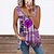 cheap Tank Tops-Women&#039;s Tank Top Vest Floral Theme Sunflower V Neck Flowing tunic Quarter Zip Print Casual Tops Blue Purple Red / 3D Print