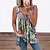 cheap Tank Tops-Women&#039;s Tank Top Vest Floral Theme Floral V Neck Flowing tunic Quarter Zip Print Casual Streetwear Tops Rainbow / 3D Print