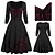cheap Cosplay &amp; Costumes-Plus Size 1950s Vintage Inspired Cocktail Dress Fall Spring Dress Flare Dress Women&#039;s Adults&#039; Costume Vintage Cosplay Party / Evening Masquerade Cocktail Party Long Sleeve Deep U A-Line