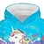 cheap Girls&#039; Tees &amp; Blouses-Kids Girls&#039; Hoodie Long Sleeve 3D Print Pocket Rainbow Unicorn Animal Blue Children Tops Fashion Streetwear Adorable Fall Winter Daily Indoor Outdoor Regular Fit 3-12 Years / Spring